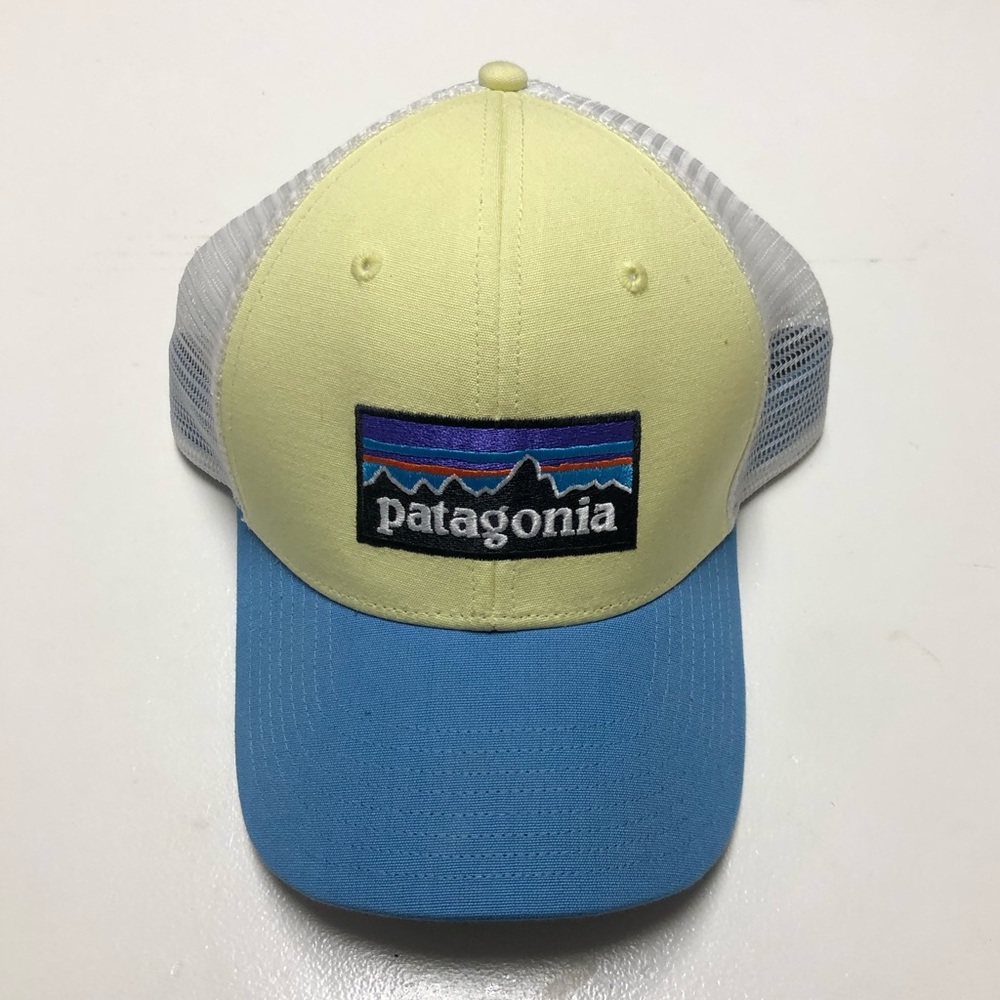Yellow and blue trucker style Patagonia hat